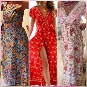 BUNDLE OF 3  BEACH WRAP MAXI DRESSES /  GYPSY COVERUP S